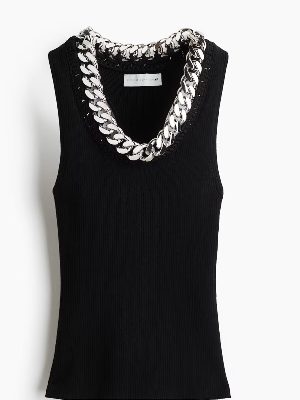 Stella McCartney H&M Black Ribbed Top with Silver Chain NWT